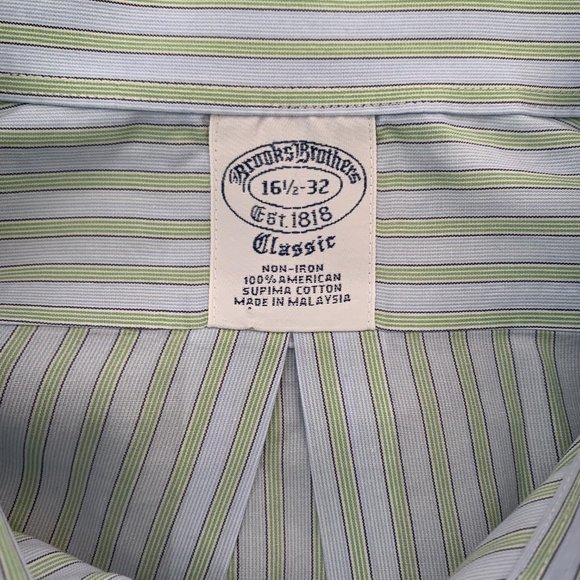 Brooks Brothers CLASSIC NON-IRON STRIPED SHIRT 100% SUPIMA COTTON 16 1/2-32 - Picture 5 of 5